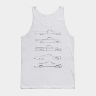 Evolution of the Chevy El Camino - profile stencil, black Tank Top